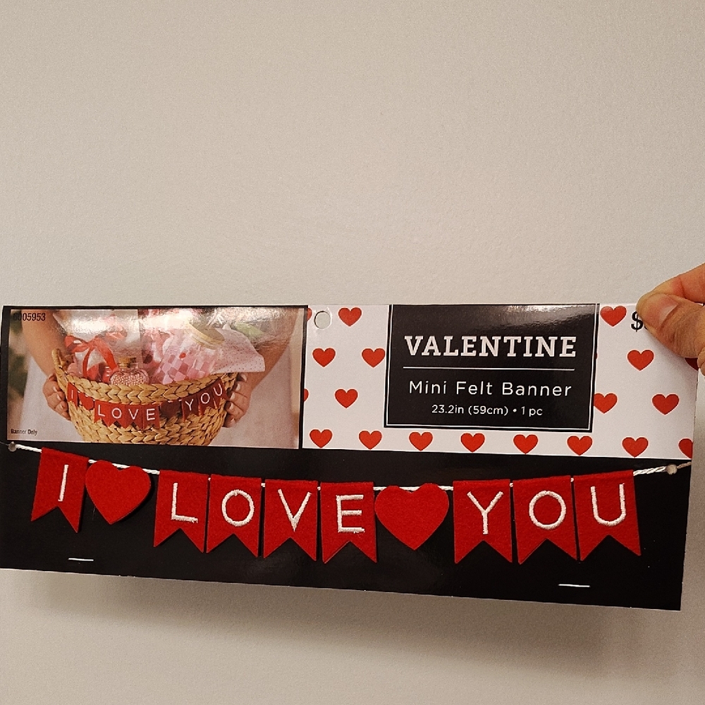 Valentine Mini Felt Banner - Red and White